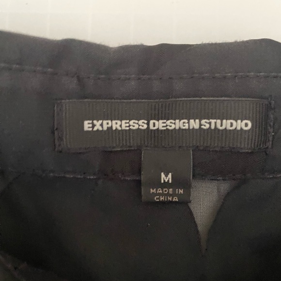 Express Design Studio women’s collar top button down black short puff sleeves M - Picture 12 of 14